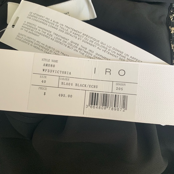 IRO PARIS Victoria Black/Cream Printed Knee Length Silk Blend Dress size 40eu - Picture 8 of 9